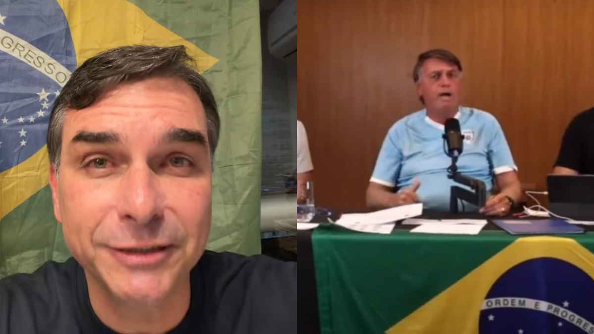 Flávio Bolsonaro (PL-RJ) e Jair Bolsonaro