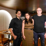 14.03.2026. Viva Brasília. Thiago Kammoun, Gleici Mendes e o proprietário do Haná Leonardo Kammoun | Foto: Lazu Comunicação